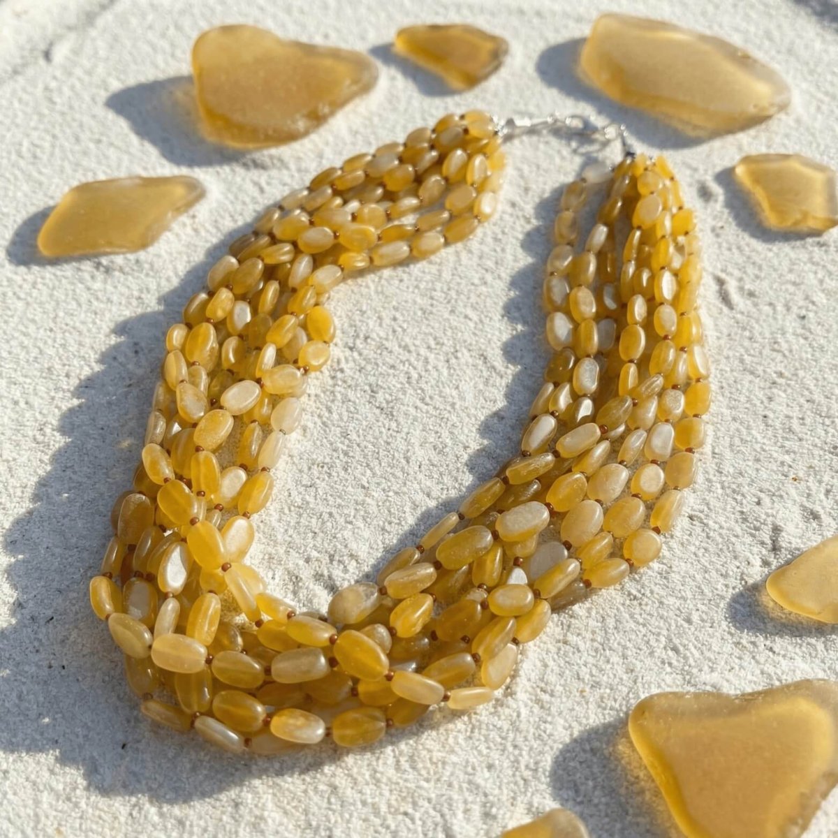 Yellow Jade Multi-Strand Necklace - Thumbnail 2