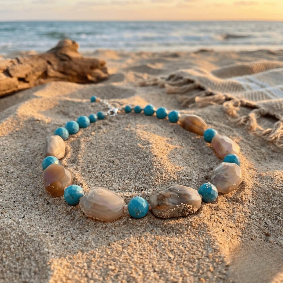 Turquoise and Agate Nugget Necklace - Thumbnail 3