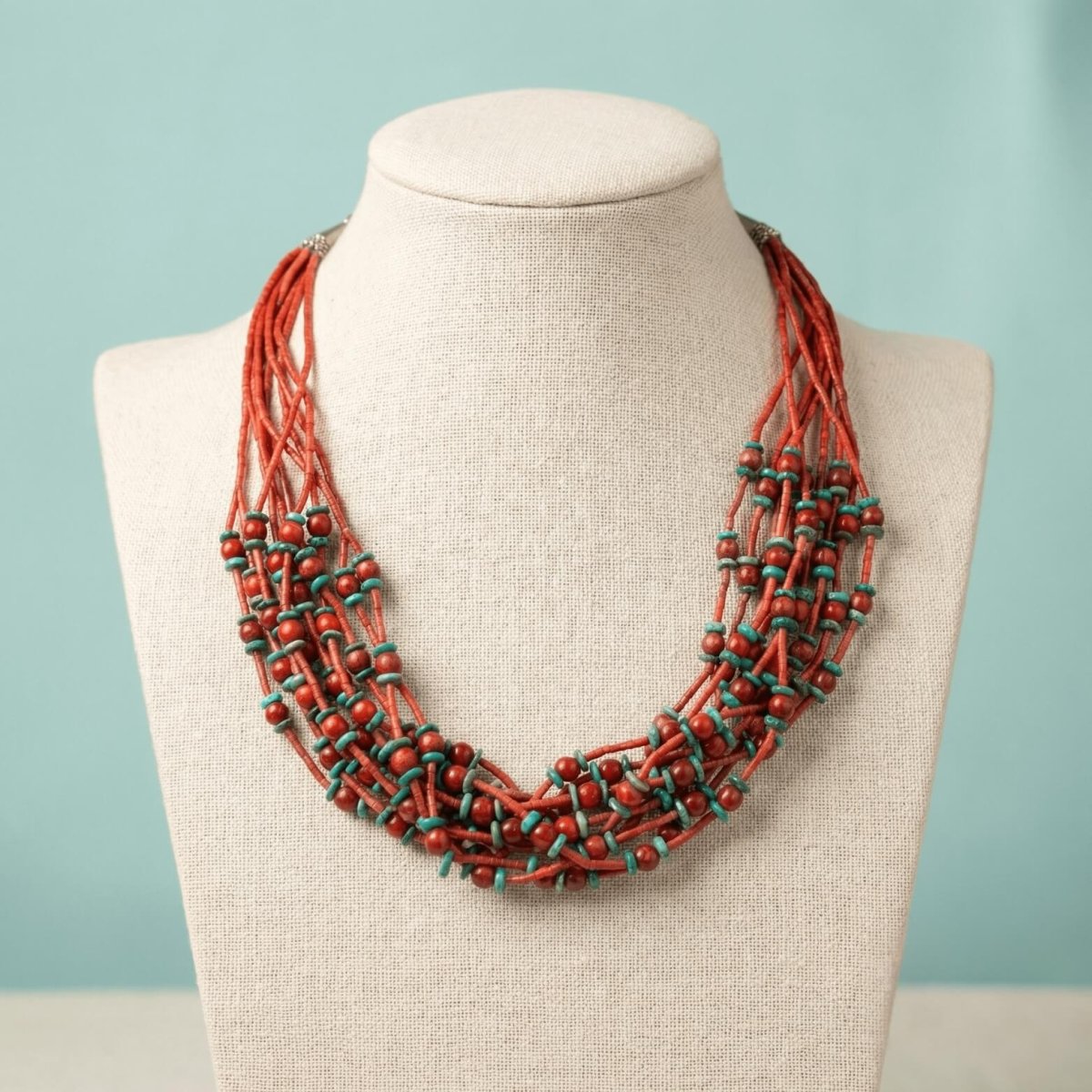 African Jade and Coral Necklace - Thumbnail 2