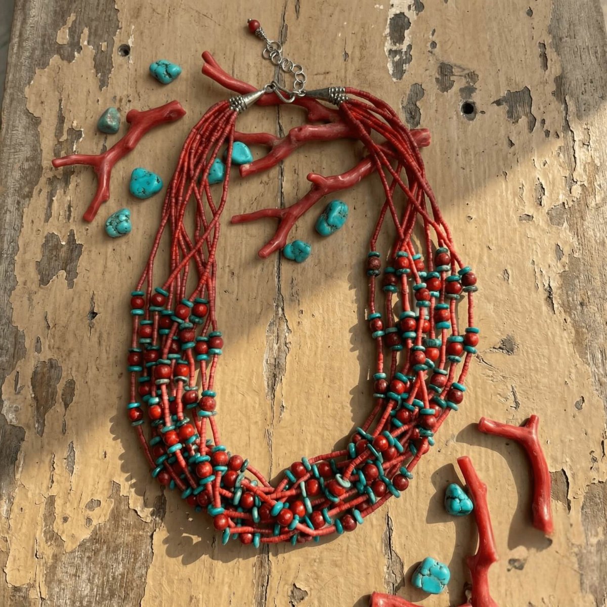 African Jade and Coral Necklace - Thumbnail 3