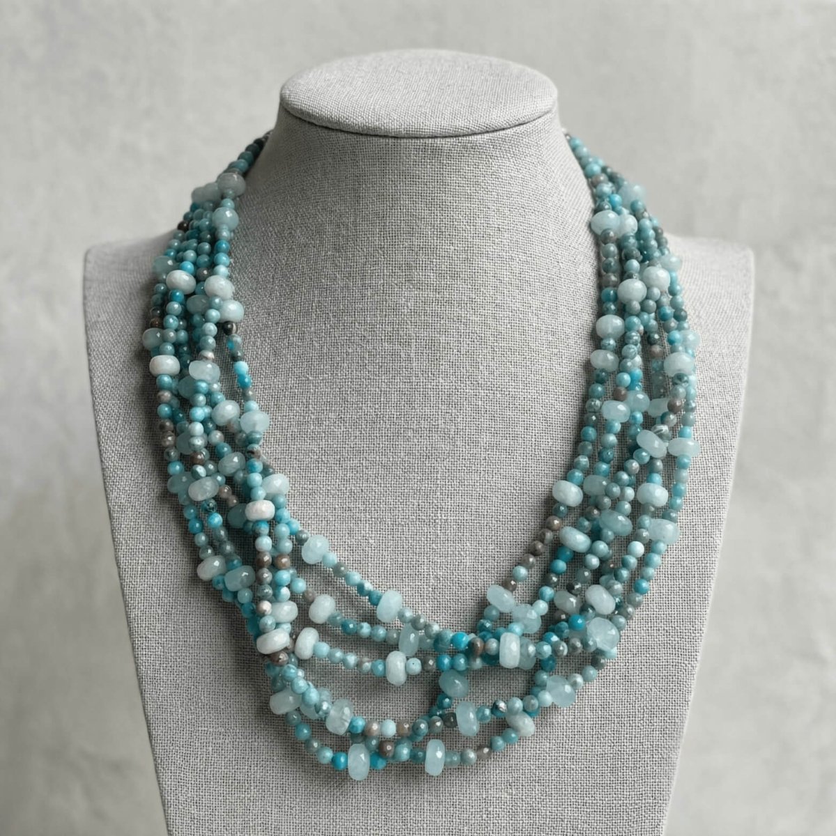 Multi Strand Aquamarine and Turquoise Necklace - Thumbnail 3