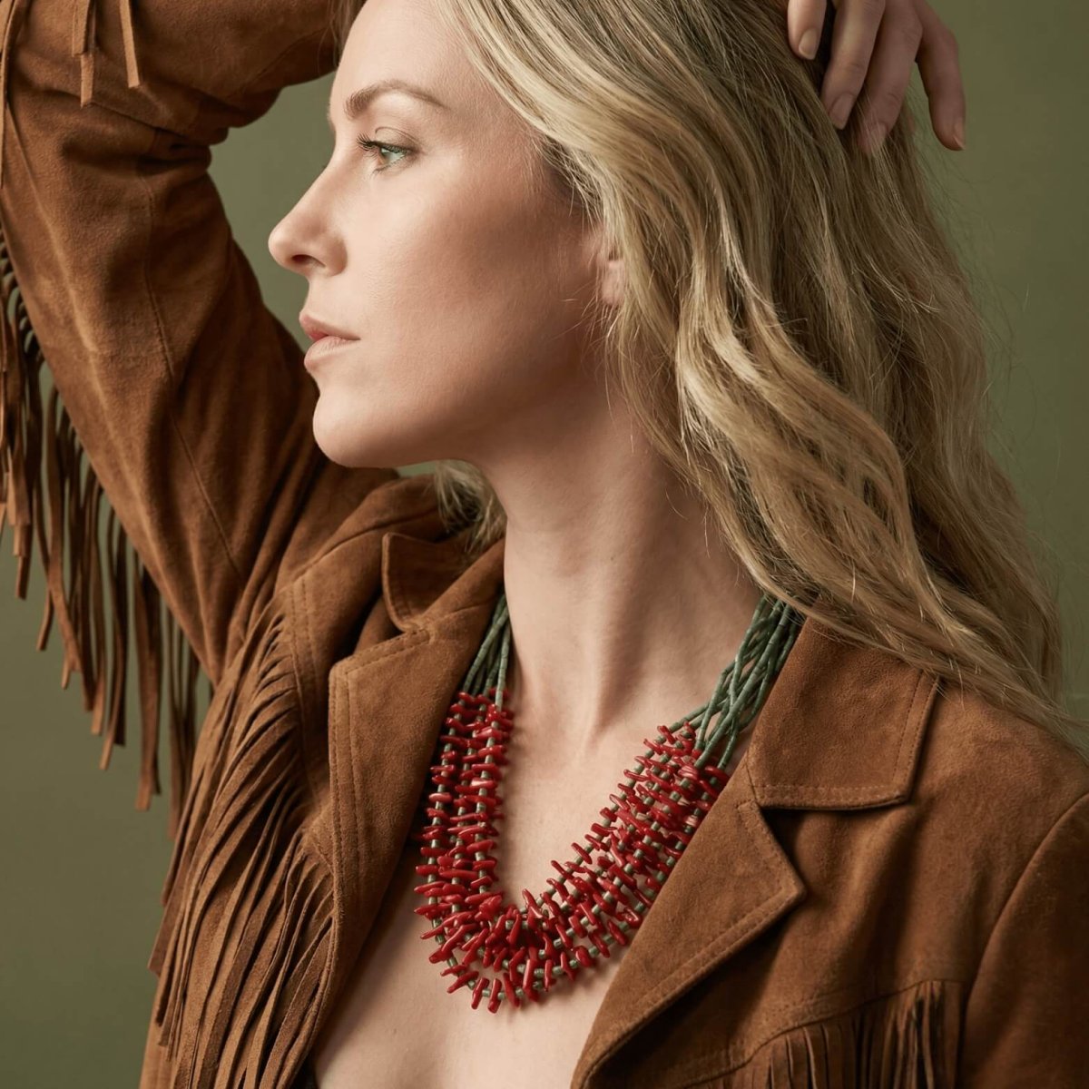 African Jade and Red Coral Necklace