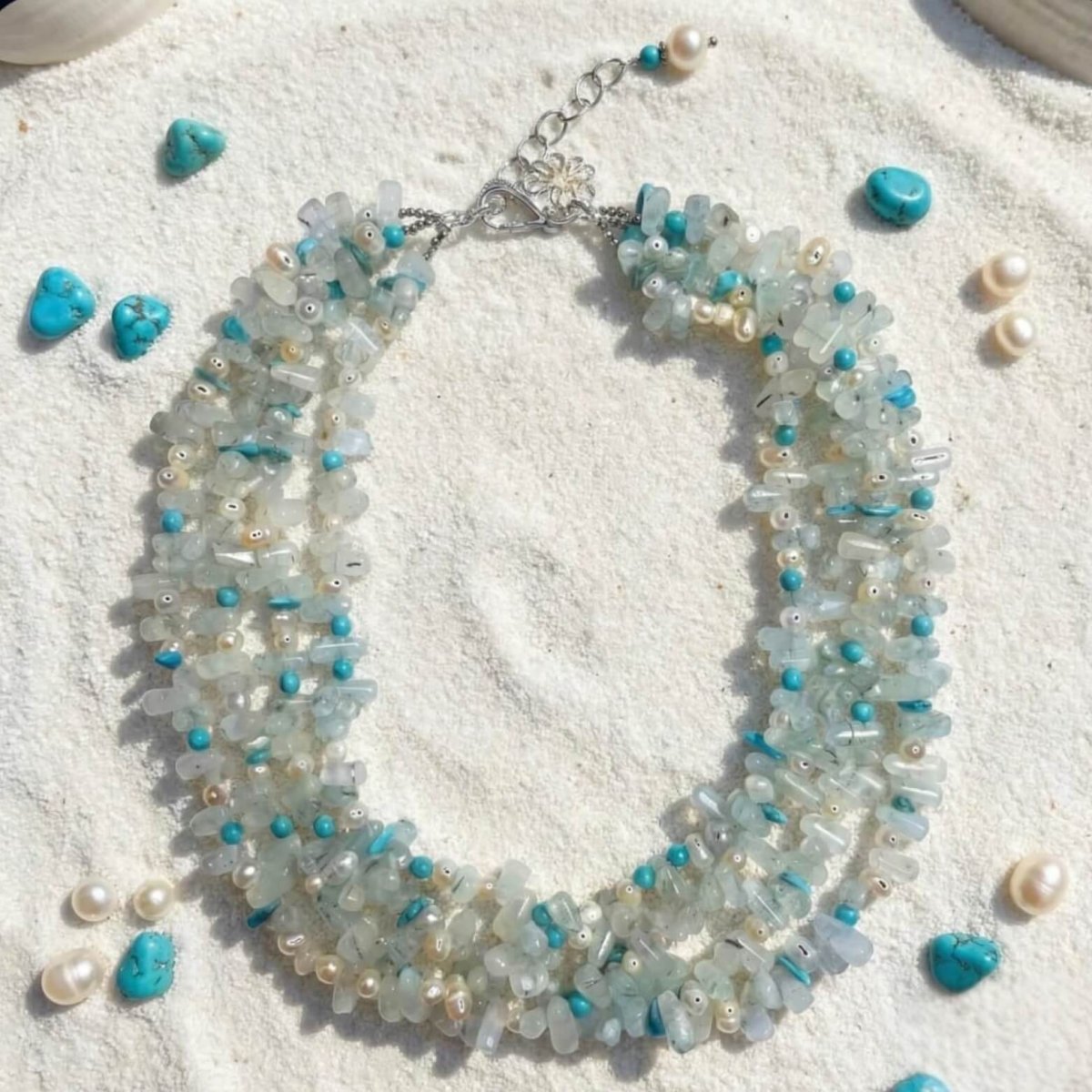 Turquoise and Pearl Necklace - Thumbnail 2