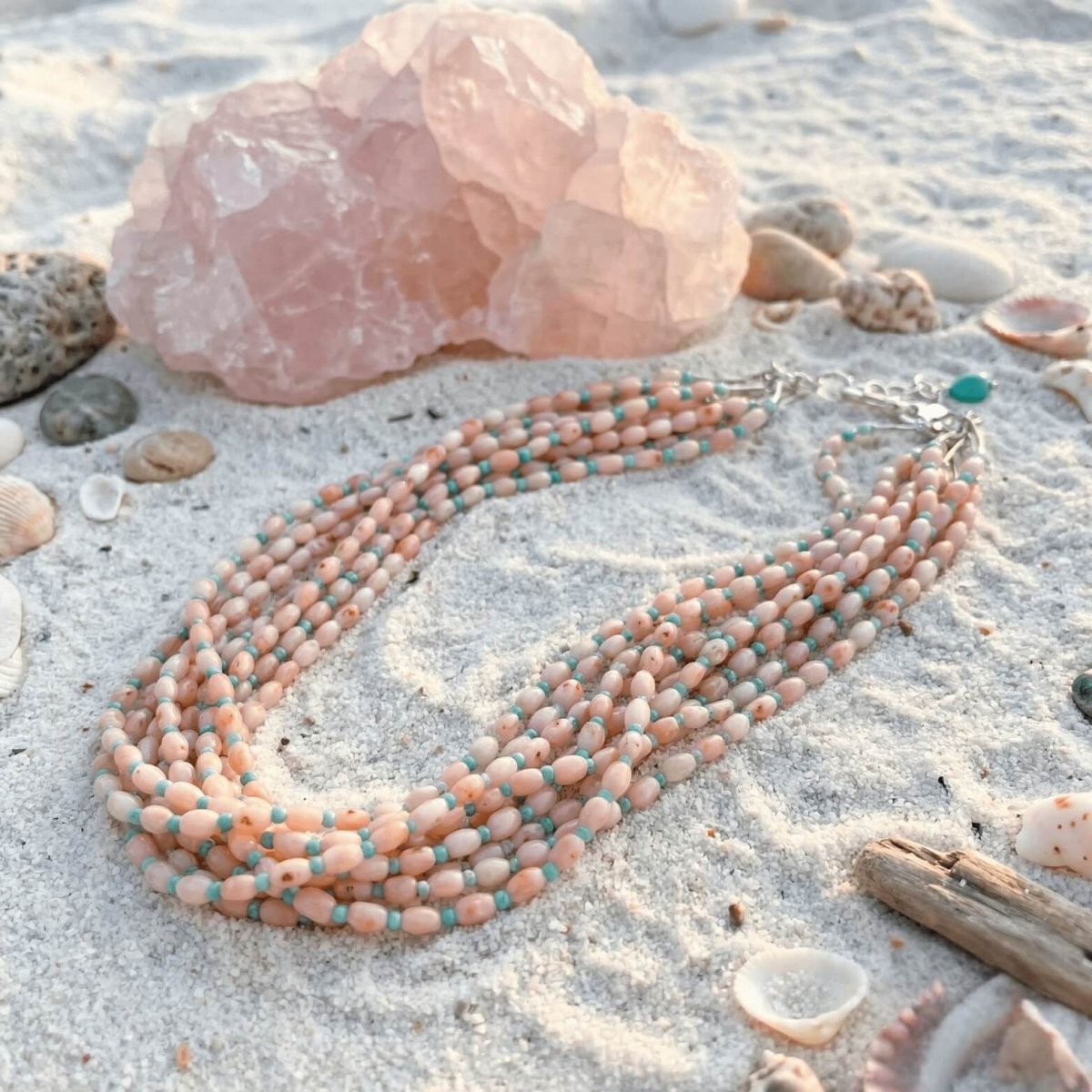 Pink Coral and Turquoise Necklace - Thumbnail 3