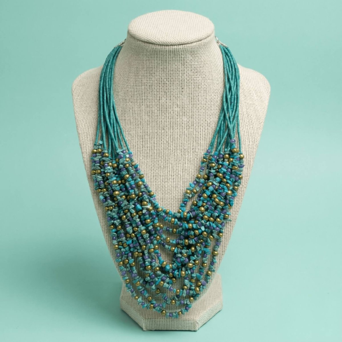 African Jade, Amethyst and Turquoise Necklace - Thumbnail 3