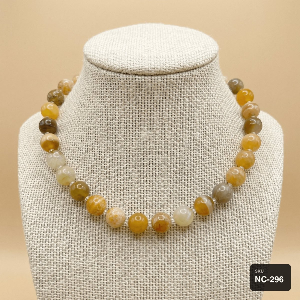 Multicolor Agate Beaded Necklace - Thumbnail 2