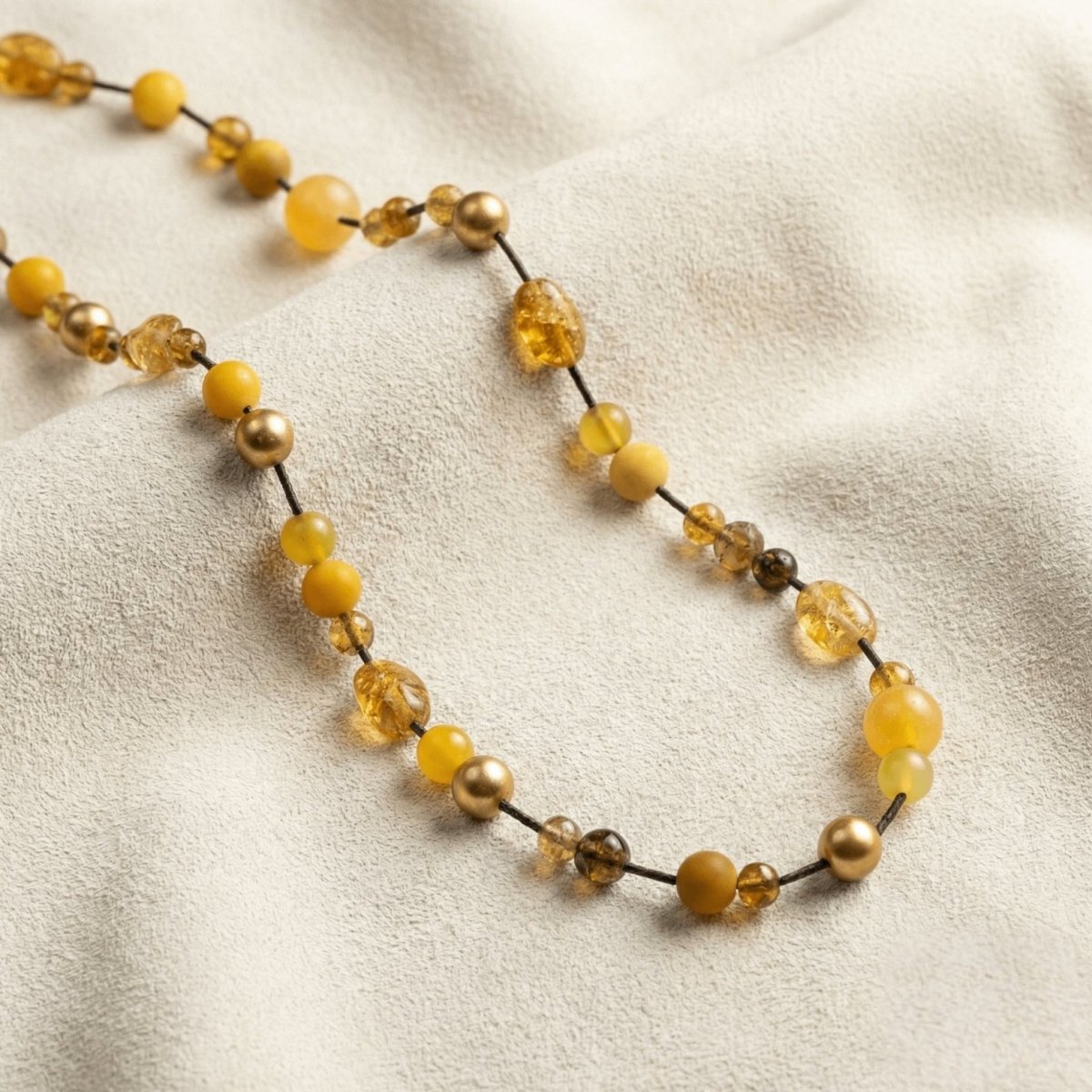Yellow Jade and Golden Agate Strand Necklace - Thumbnail 3