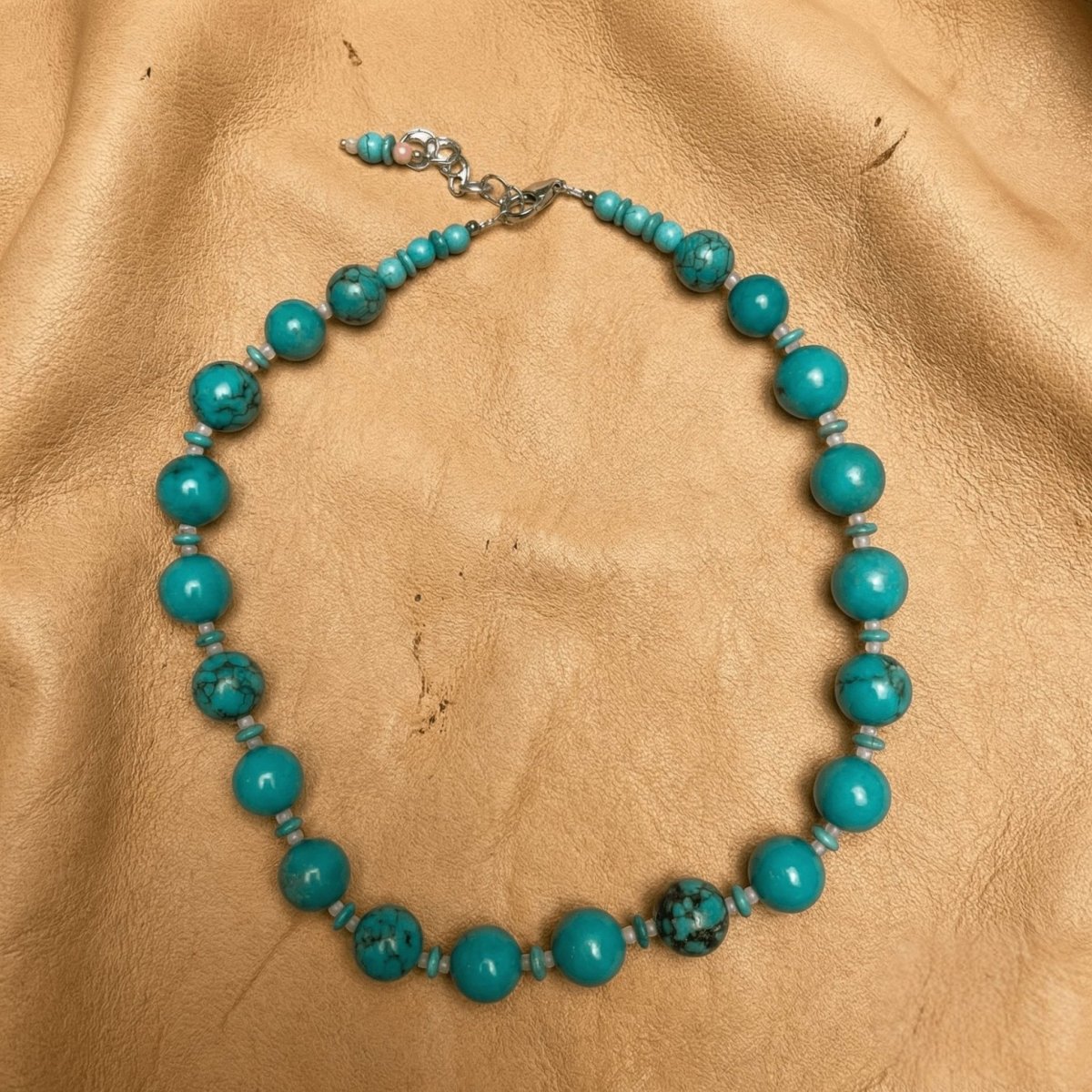 Turquoise and Pink Coral Necklace - Thumbnail 3