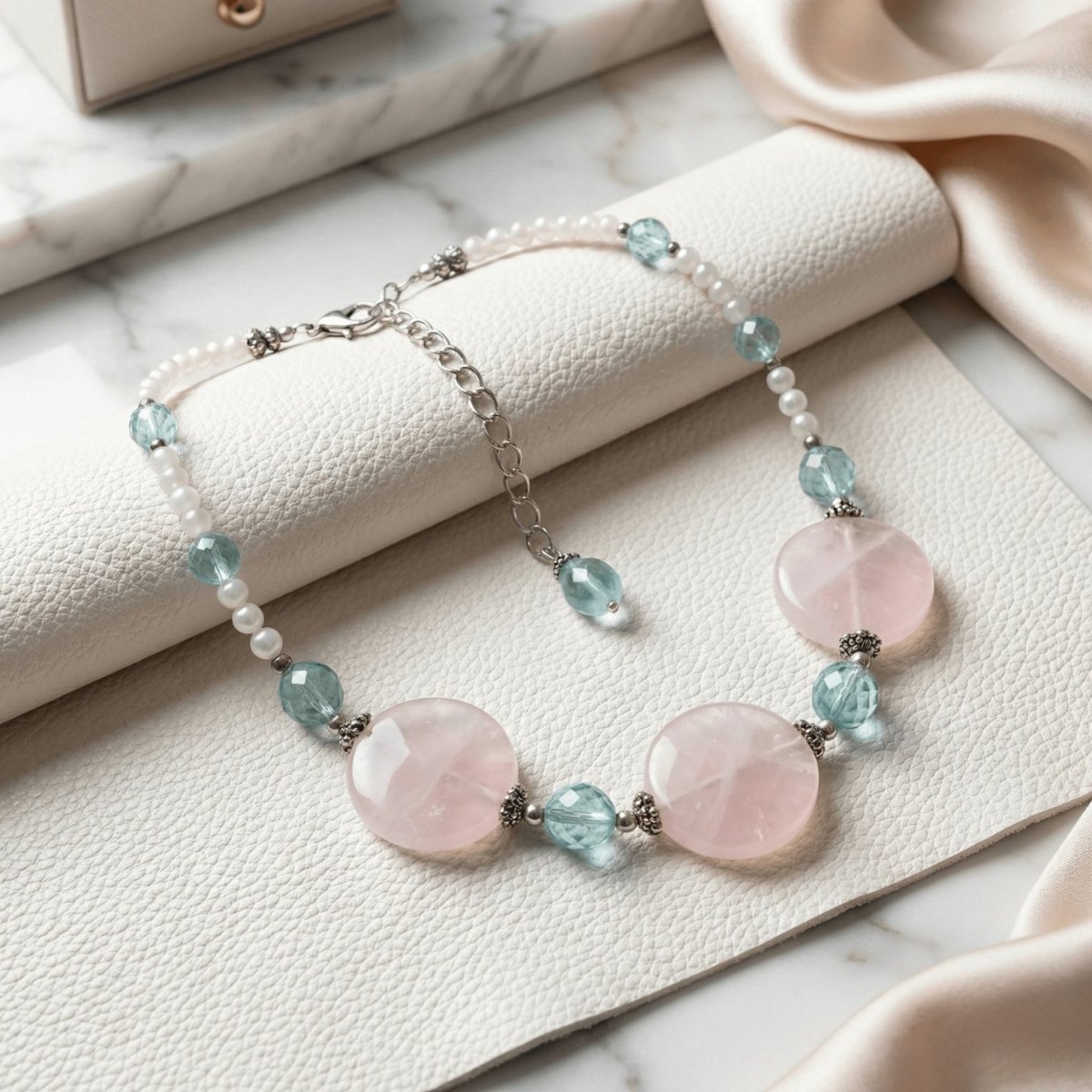 Rose Quartz and Aquamarine Necklace - Thumbnail 3