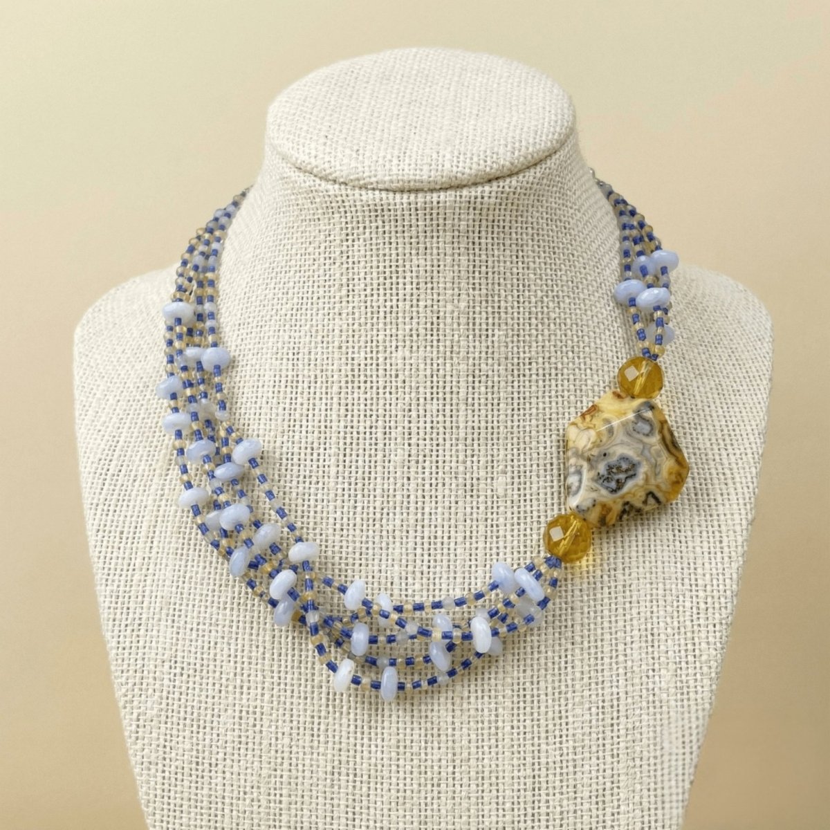 Moonstone Lapis and Agate Necklace - Thumbnail 2
