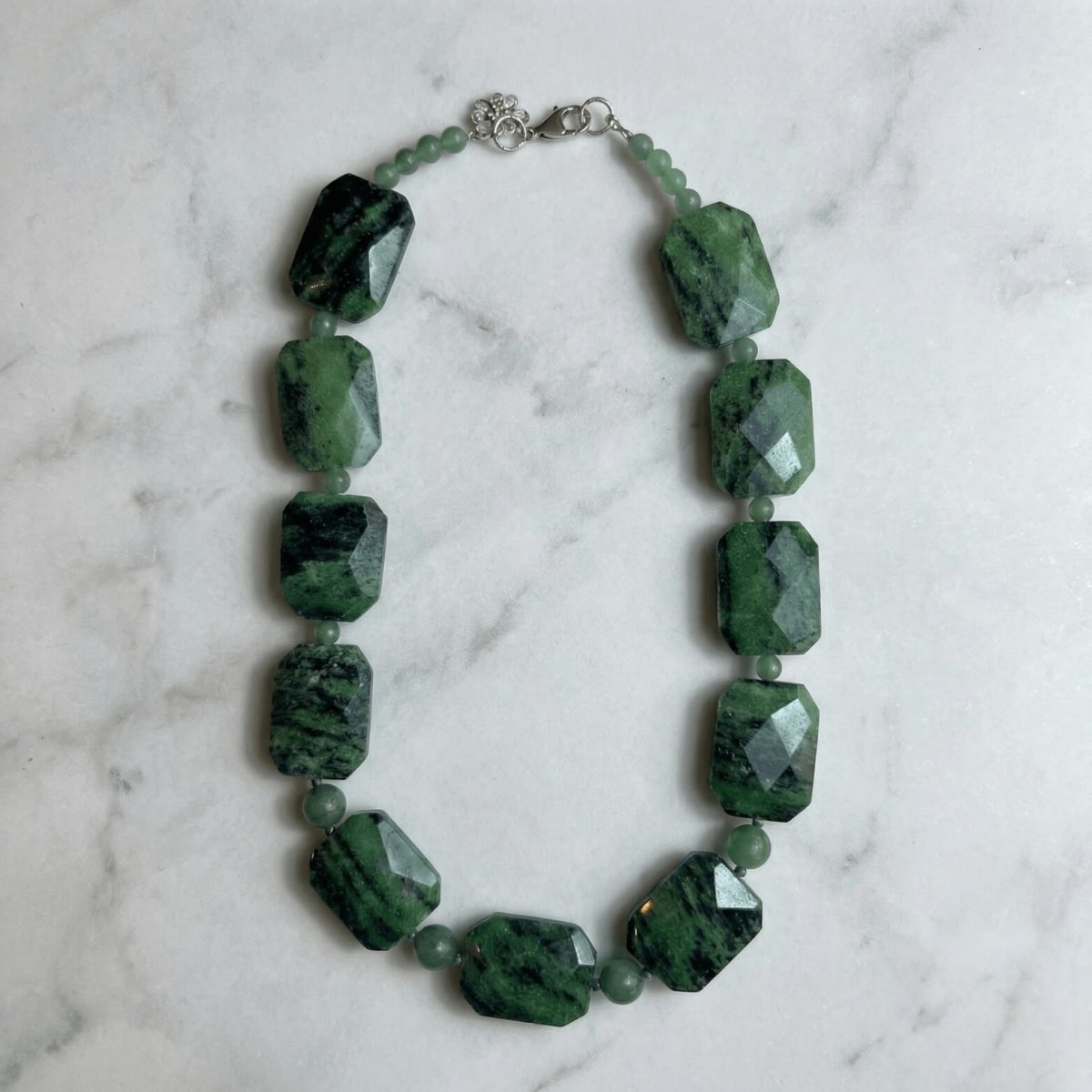 Green Ruby Zoisite Faceted Necklace - Thumbnail 2