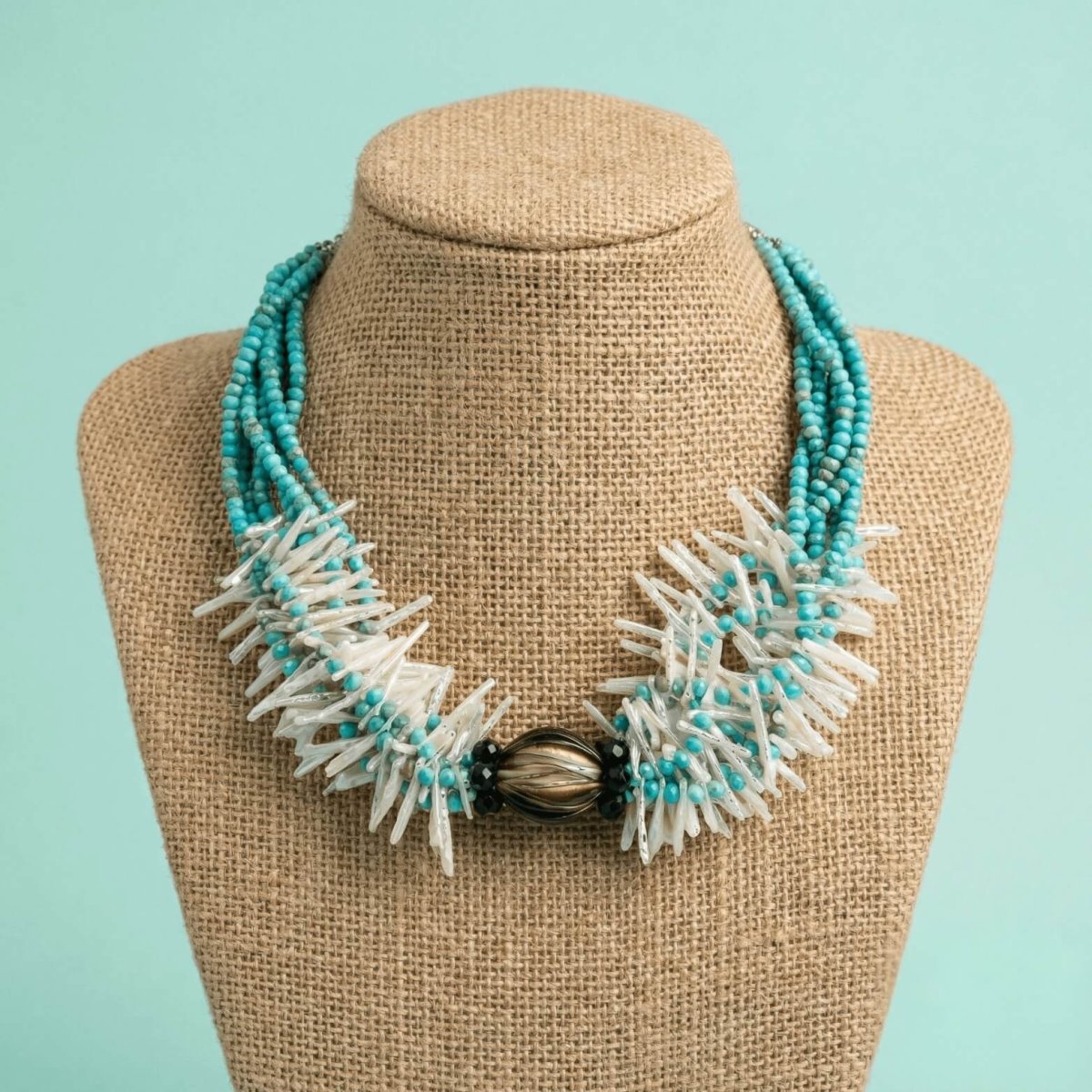 Turquoise and Stick Pearl Necklace - Thumbnail 2