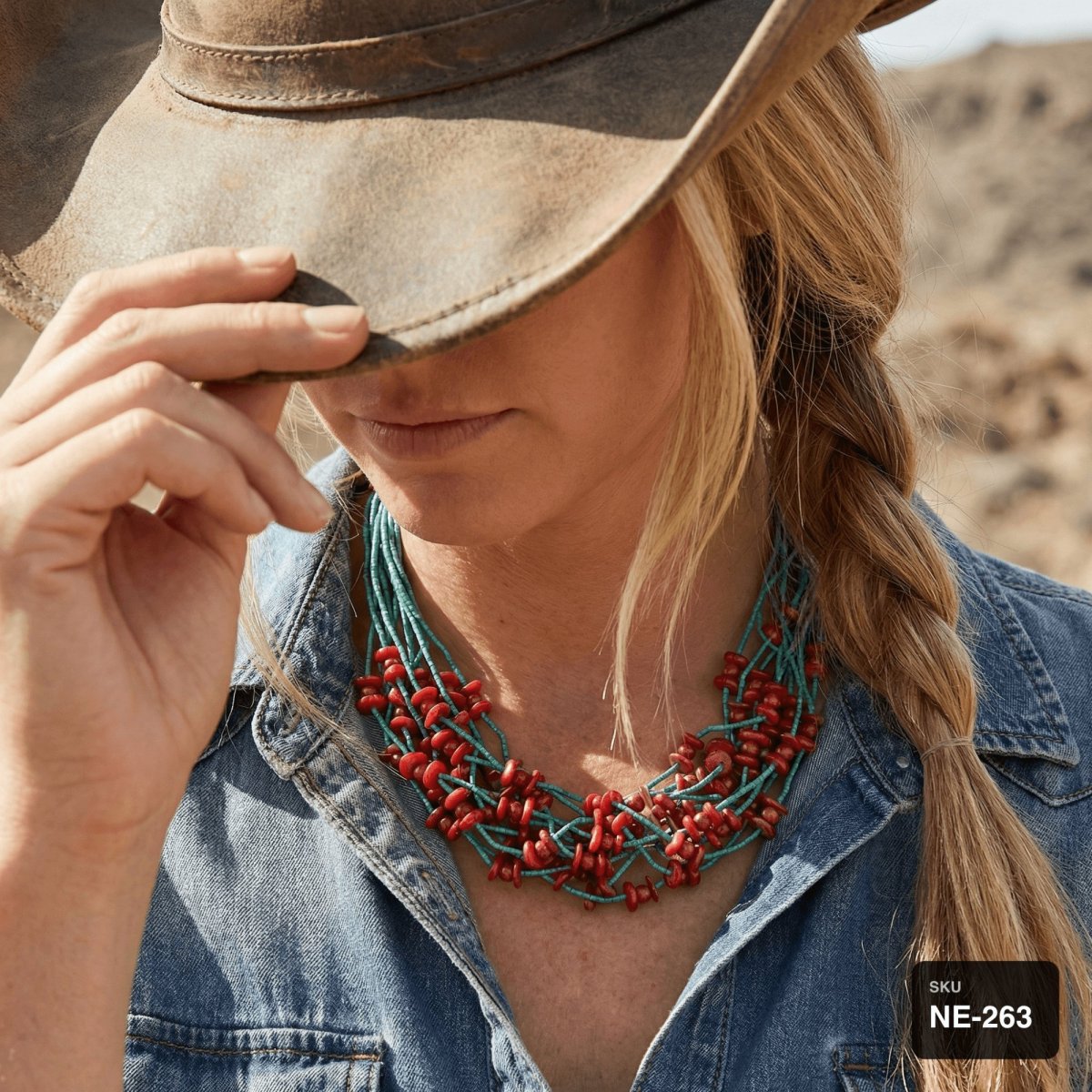 African Jade and Red Coral Necklace
