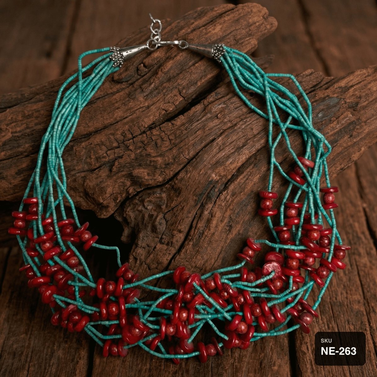 African Jade and Red Coral Necklace - Thumbnail 3