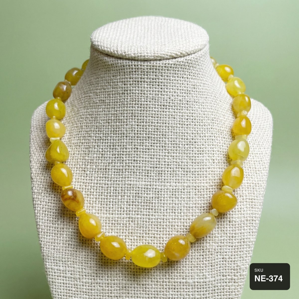 Honey Yellow Jade Nugget Necklace - Thumbnail 2