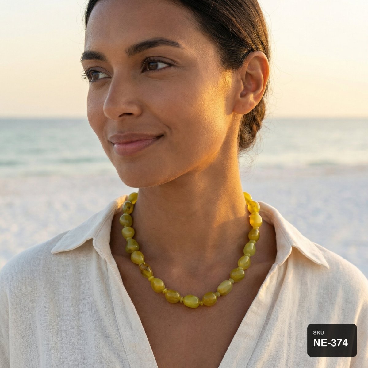 Honey Yellow Jade Nugget Necklace