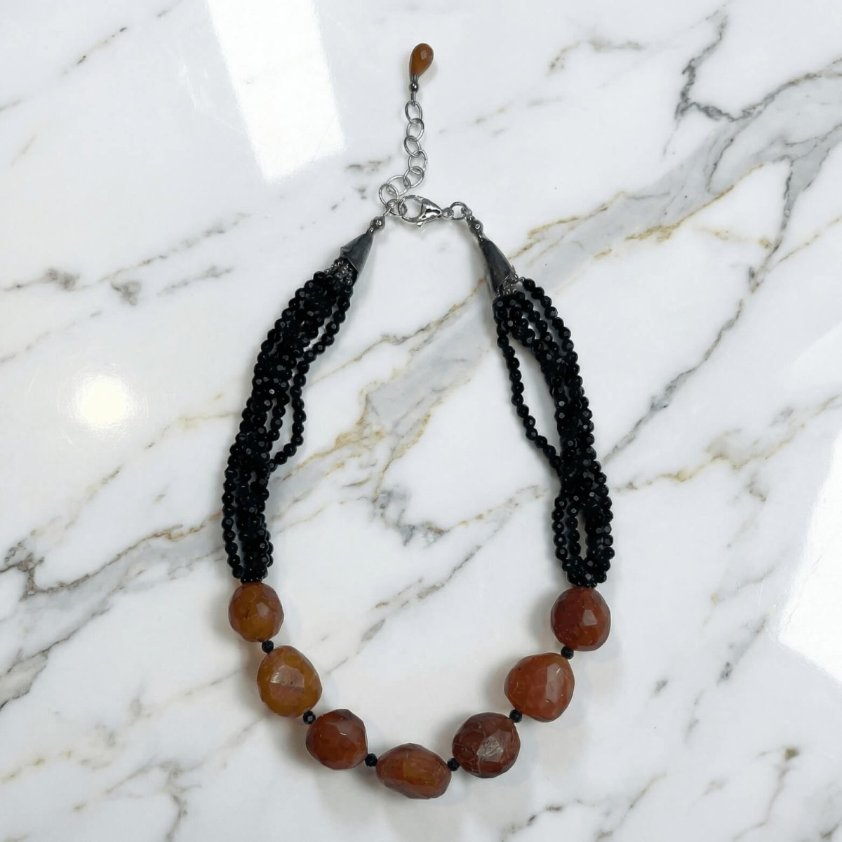 Carnelian and Black Onyx Bead Necklace - Thumbnail 2