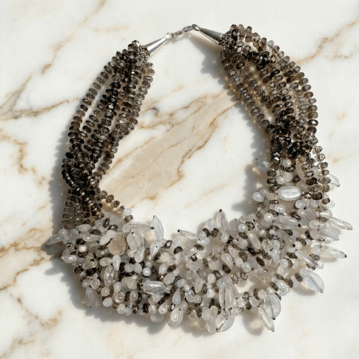 Smoky Topaz and Rose Quartz Necklace - Thumbnail 2