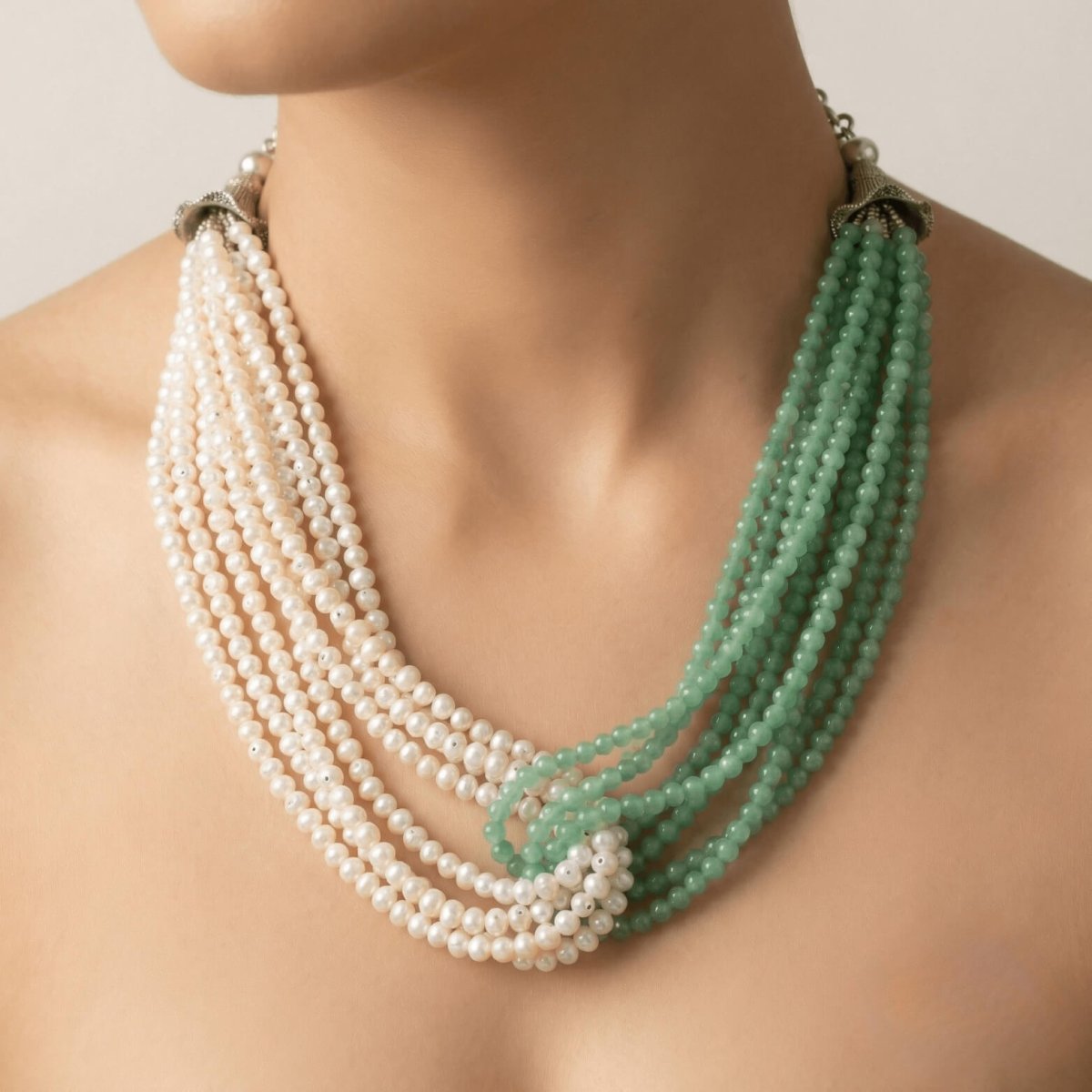 Pearl with Jade Necklace - Thumbnail 2