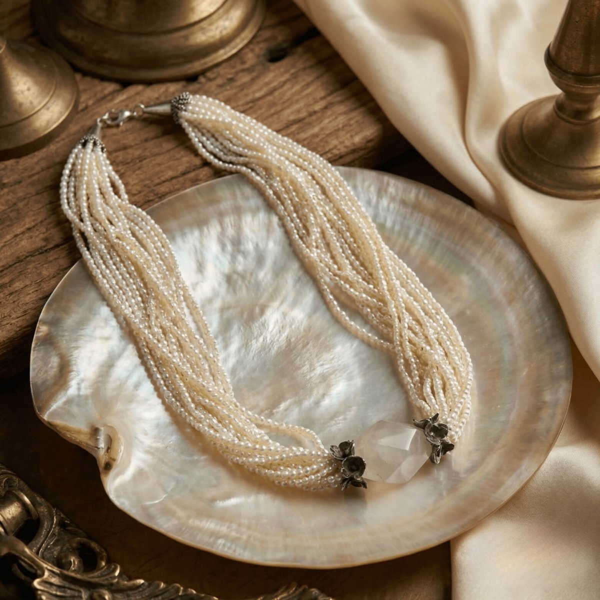 Pearl with Rose Quartz Pendant Necklace - Thumbnail 3