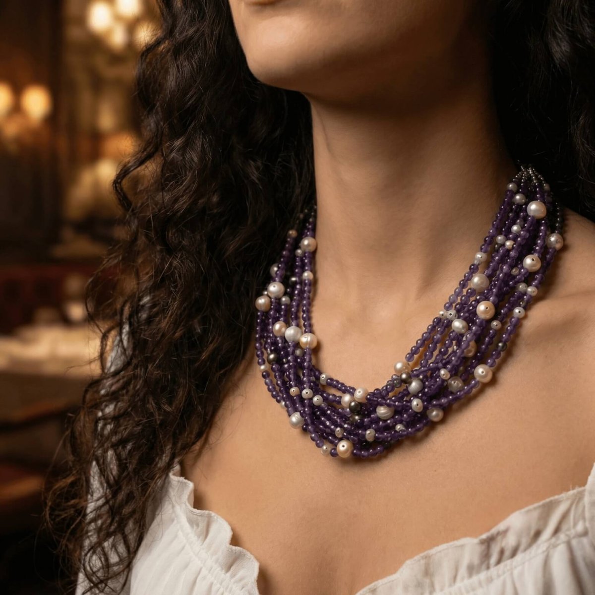 Amethyst and Pearl Necklace