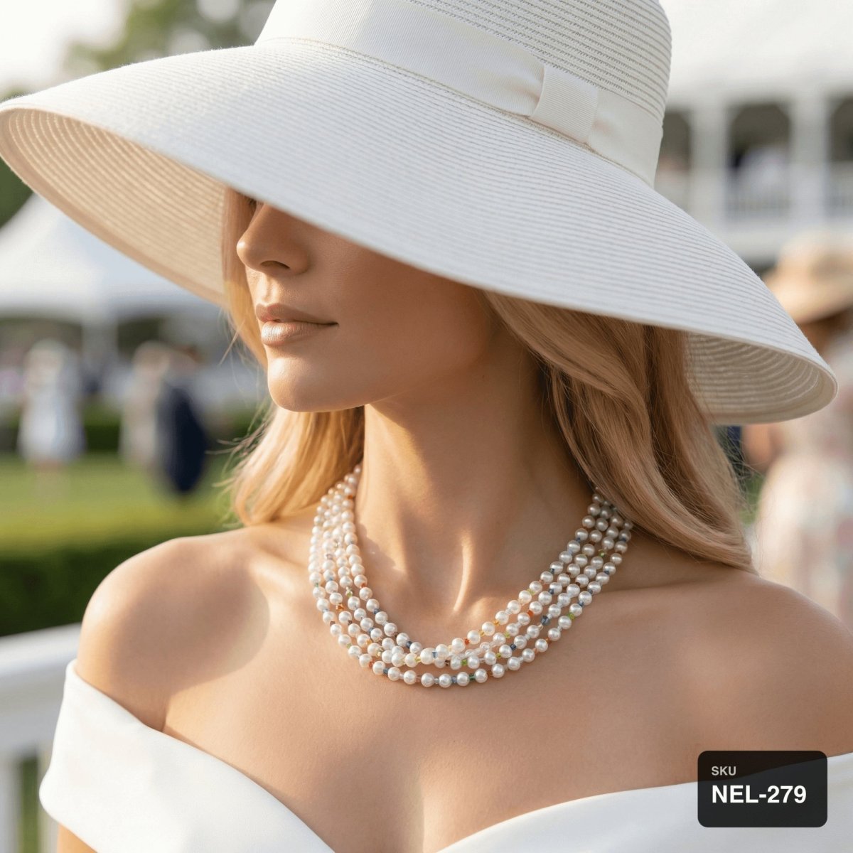 Multi-Strand Pearl & Crystal Necklace