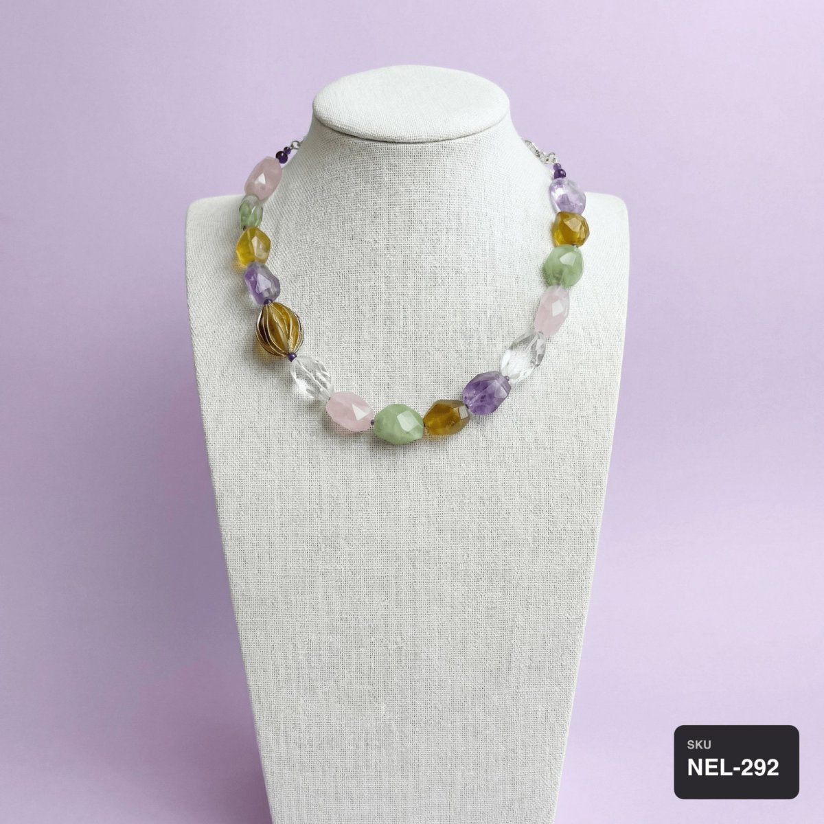 Multi-Gemstone Necklace – Amethyst, Rose Quartz & Citrine