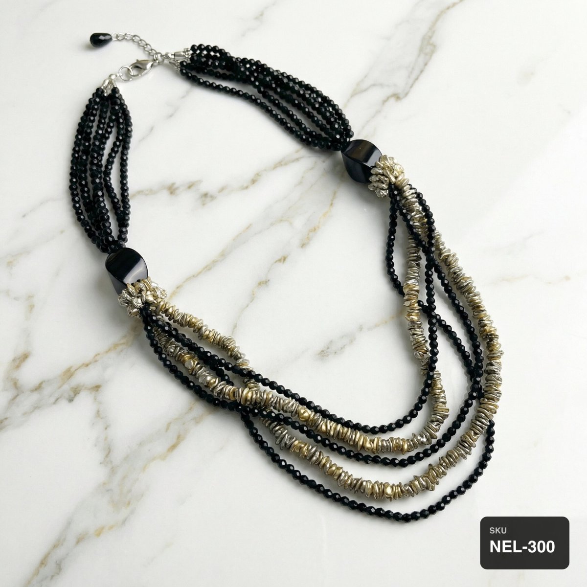 Black Onyx and Pearl Necklace - Thumbnail 3