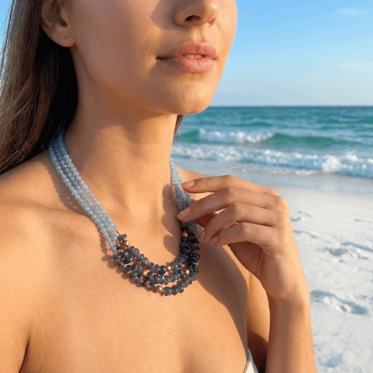 Blue Agate and Iolite Necklace