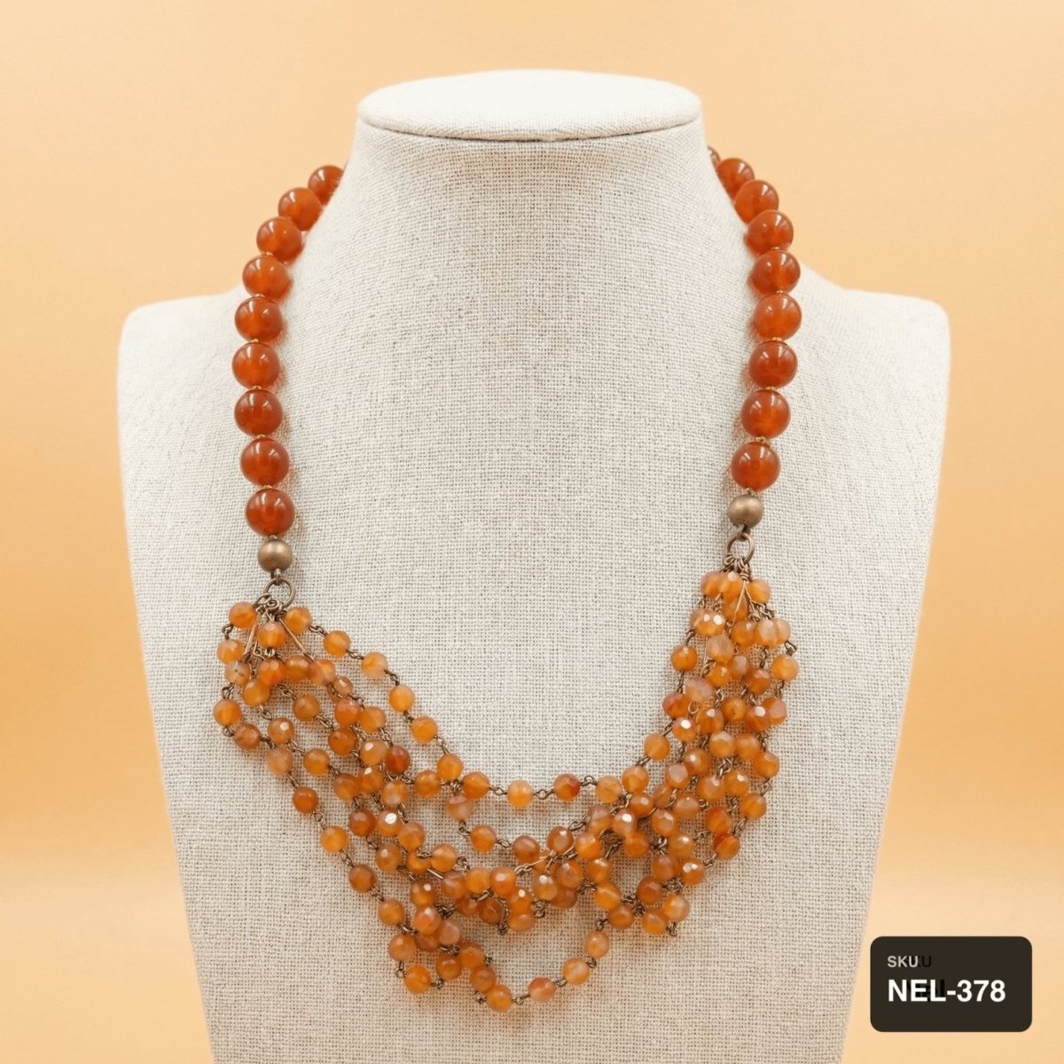 Carnelian Bead Multi-Strand Necklace - Thumbnail 2