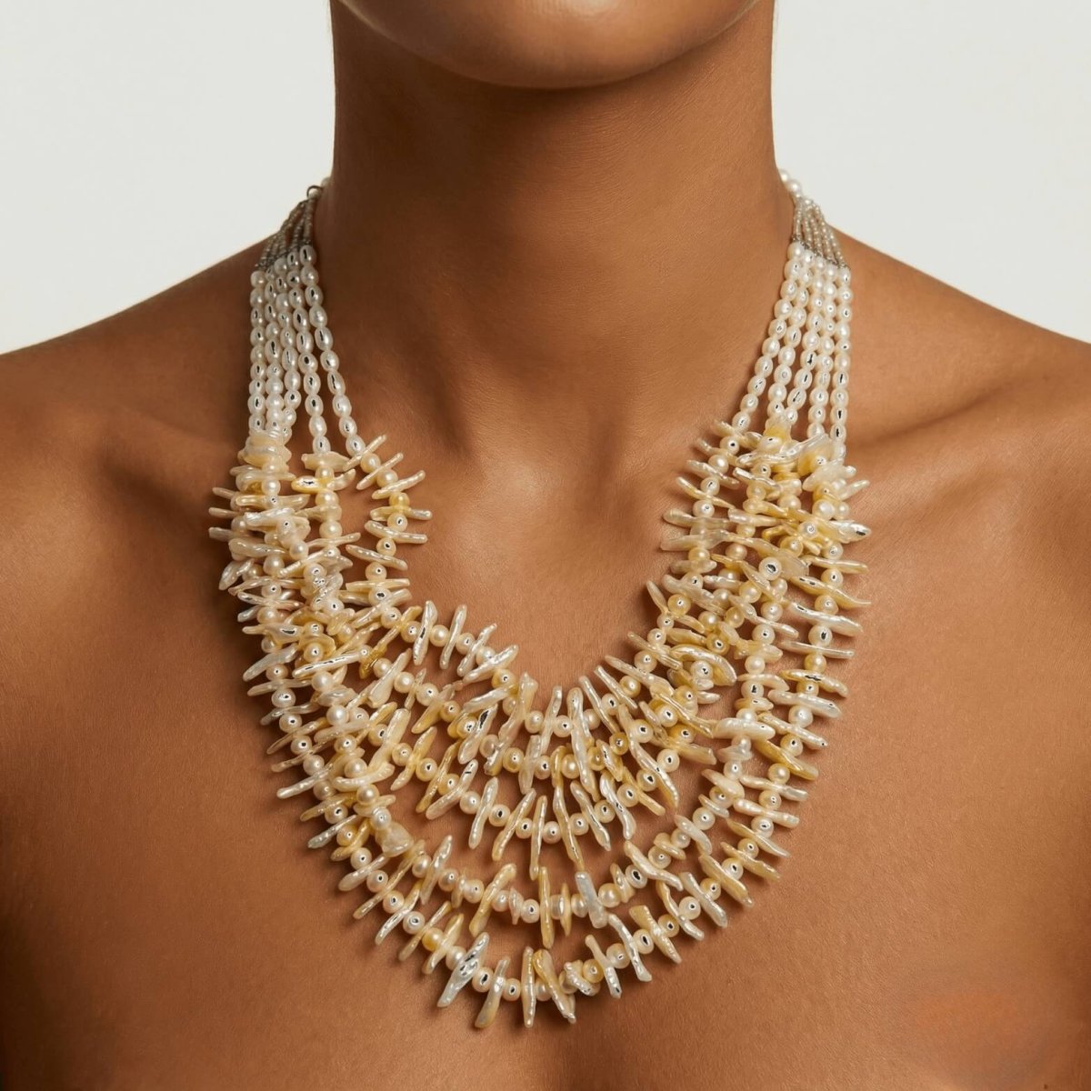 Pink Pearl and Pink Stick Pearl Necklace
