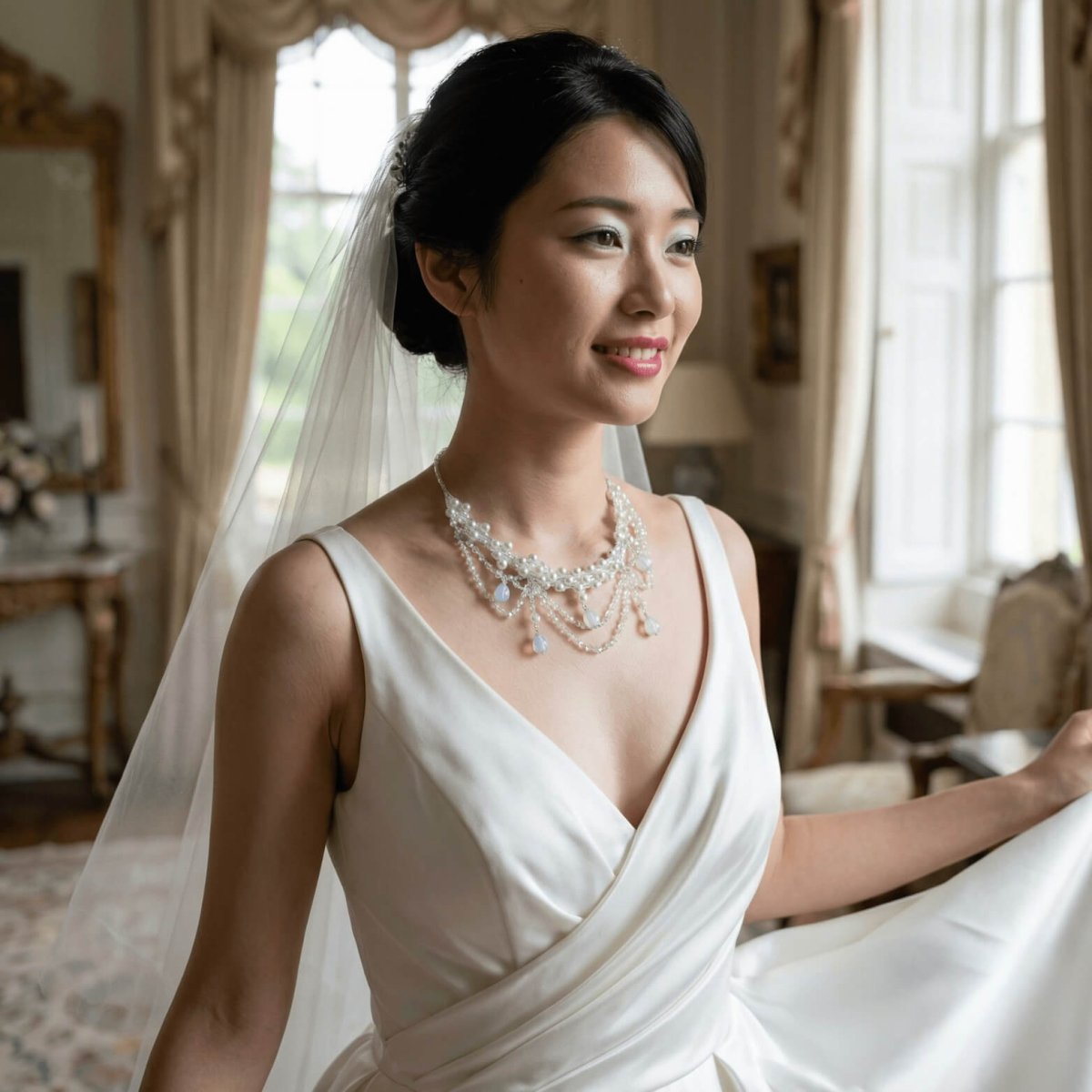 Pearl, Crystal and Moonstone Necklace