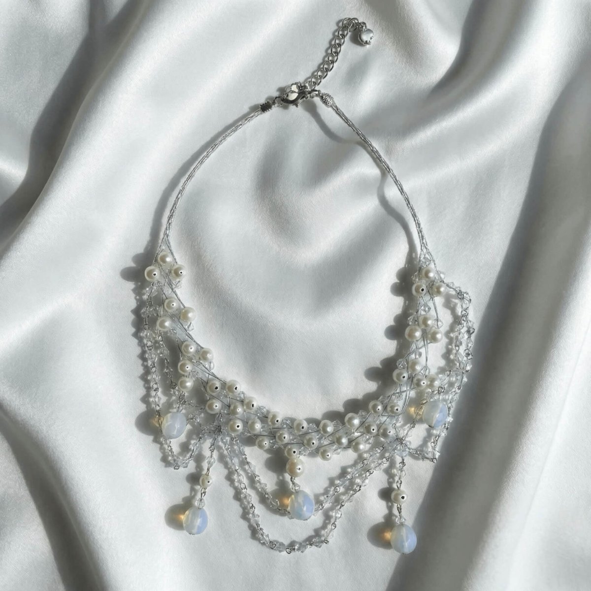 Pearl, Crystal and Moonstone Necklace - Thumbnail 3