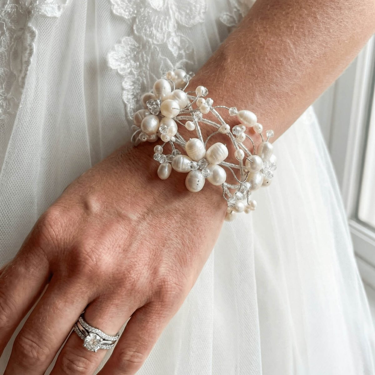 Pearl and Crystal Cuff